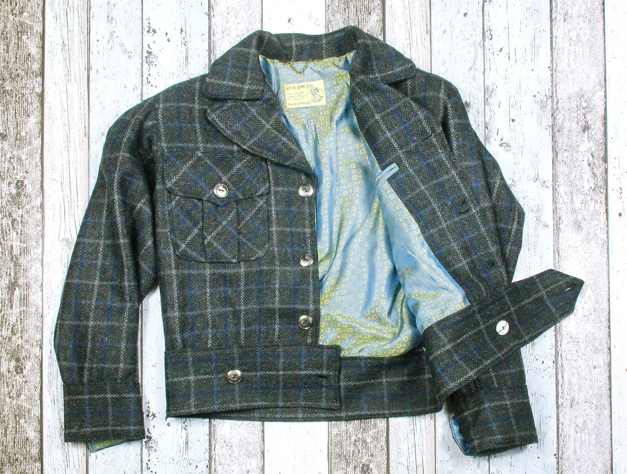 Ike Jacket 1940s Reproduction in 100% Shetland Wool Grey