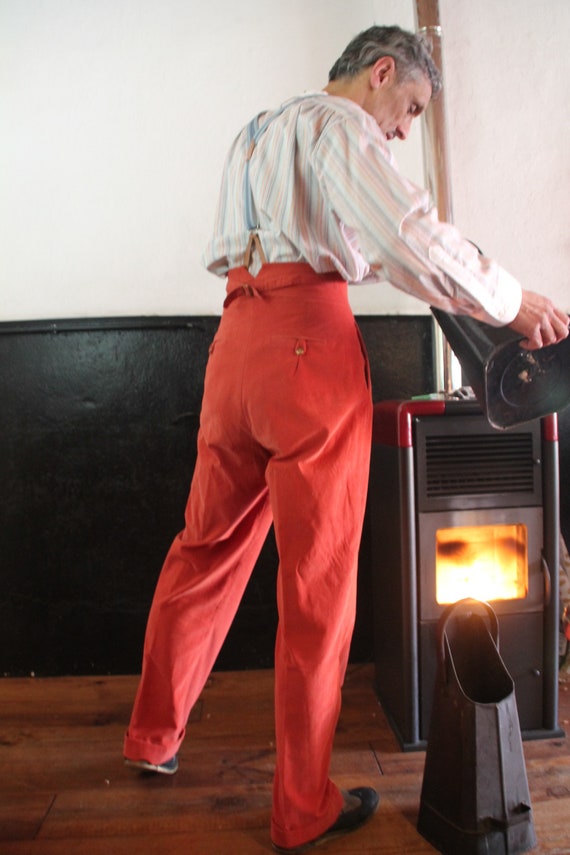 パンツ 40s Vintage Pink Cords Pants Buckle Back Our Legacy 70s Cut Antique Rustic Corduroy Pants - Size 32