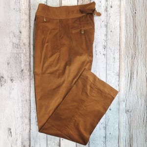 Men’s High Waist Trousers – 1940s Vintage Inspired Corduroy Pants, Caramel Brown Cotton image 8