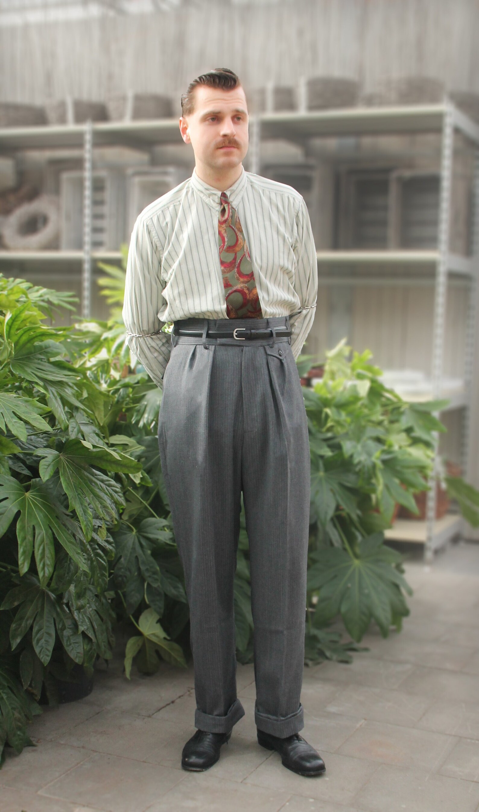 1940s European Tailored Striped Trousers