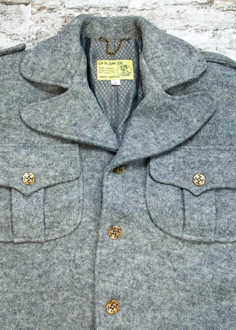 battle dress stijl kort jasje grijze wol naar patroon uit de jaren 40 afbeelding 6