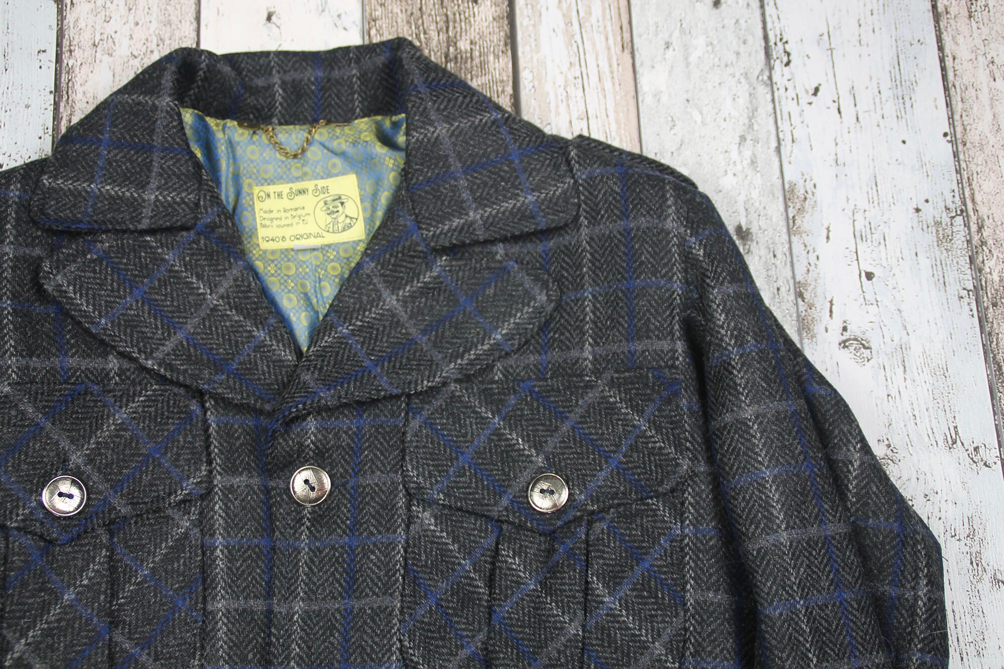 Ike Jacket 1940s Reproduction in 100% Shetland Wool Grey