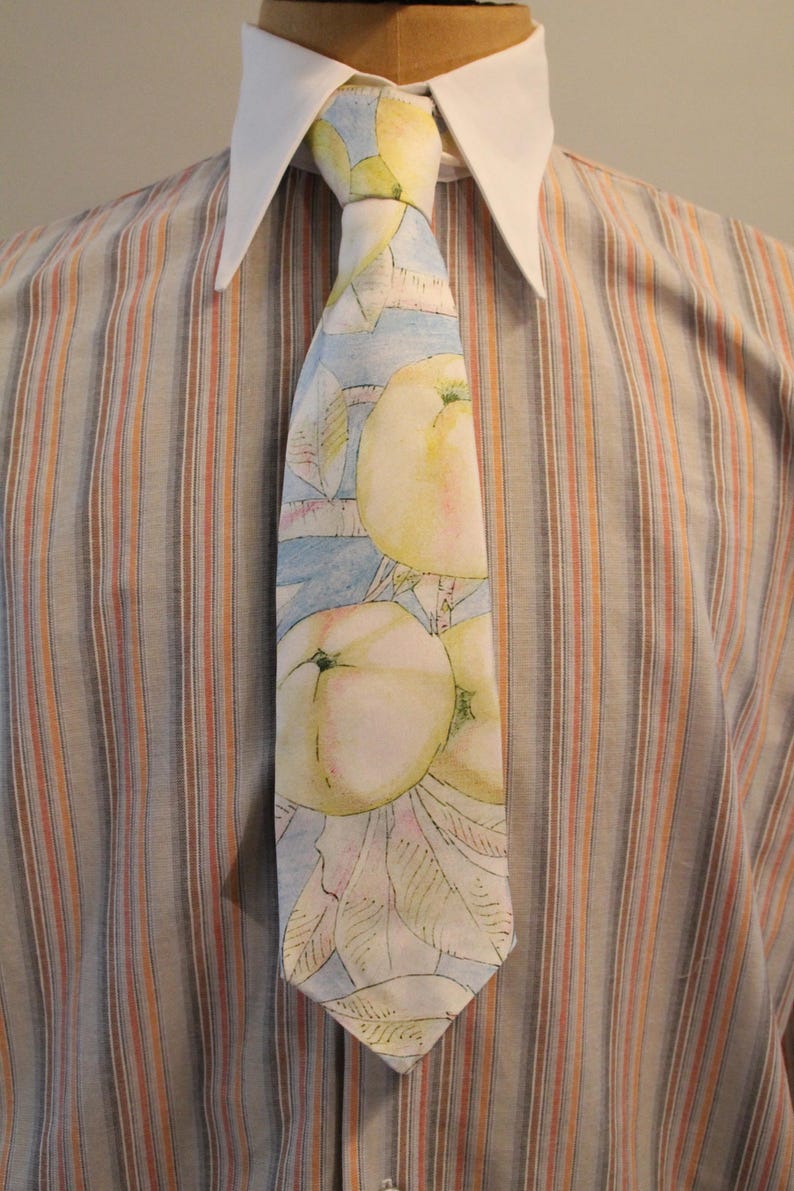 Silk four in hand single fold tie with apples image 2