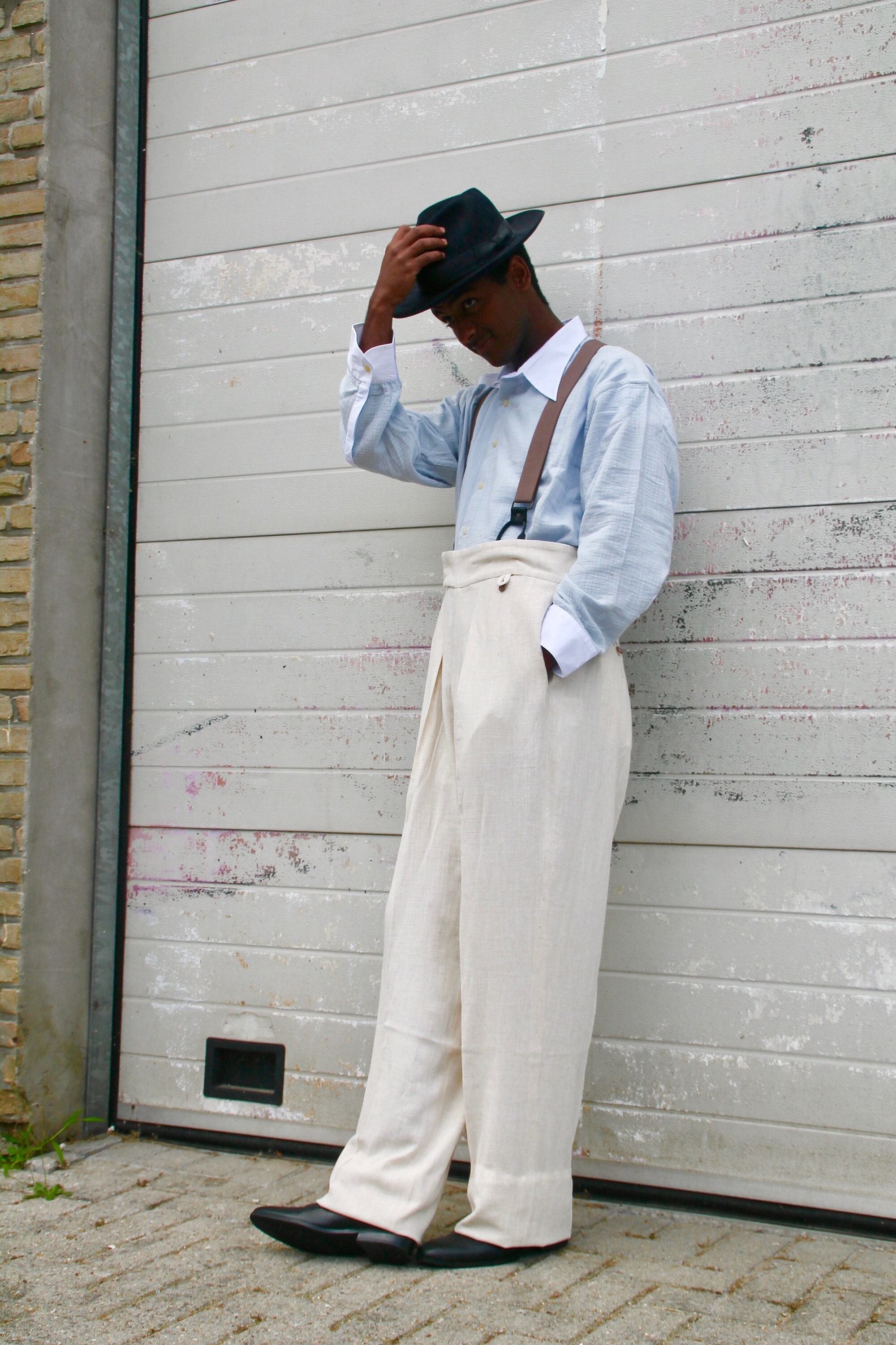 1930s Trousers Beige Linen With Extreme 