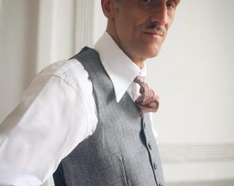 Camisa de vestir estilo vintage en algodón blanco con puños franceses para gemelos