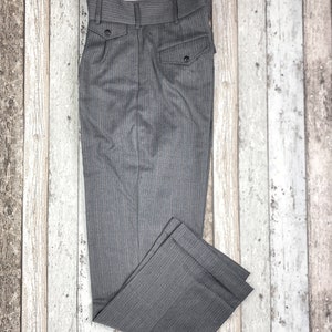 1930s 1940s vintage style high waist trousers in grey striped wool image 5