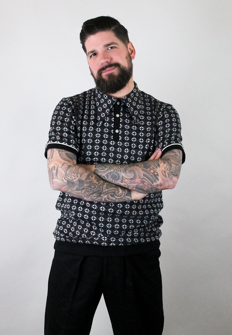1930's Style Polo Shirt Black Vintage 