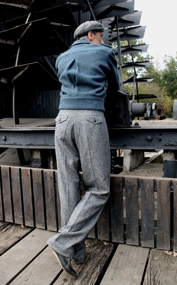 vis Overtuiging Regeneratie Hoge taille broek heren vintage stijl in wol tweed - Etsy België