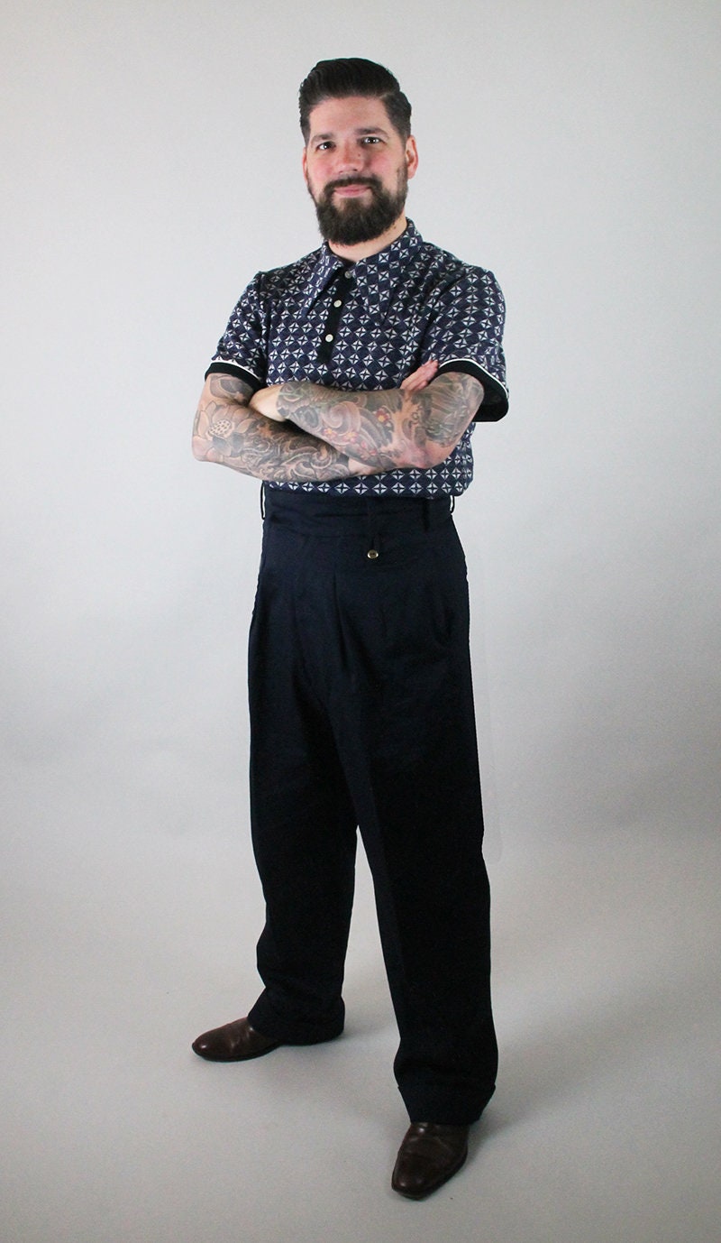 1930s 1940s Style Cotton Twill Mens 