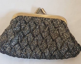 Vintage 1960s Metallic Fabric Tiny  coin purse