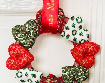 Handmade heart merry Christmas hanging wreath