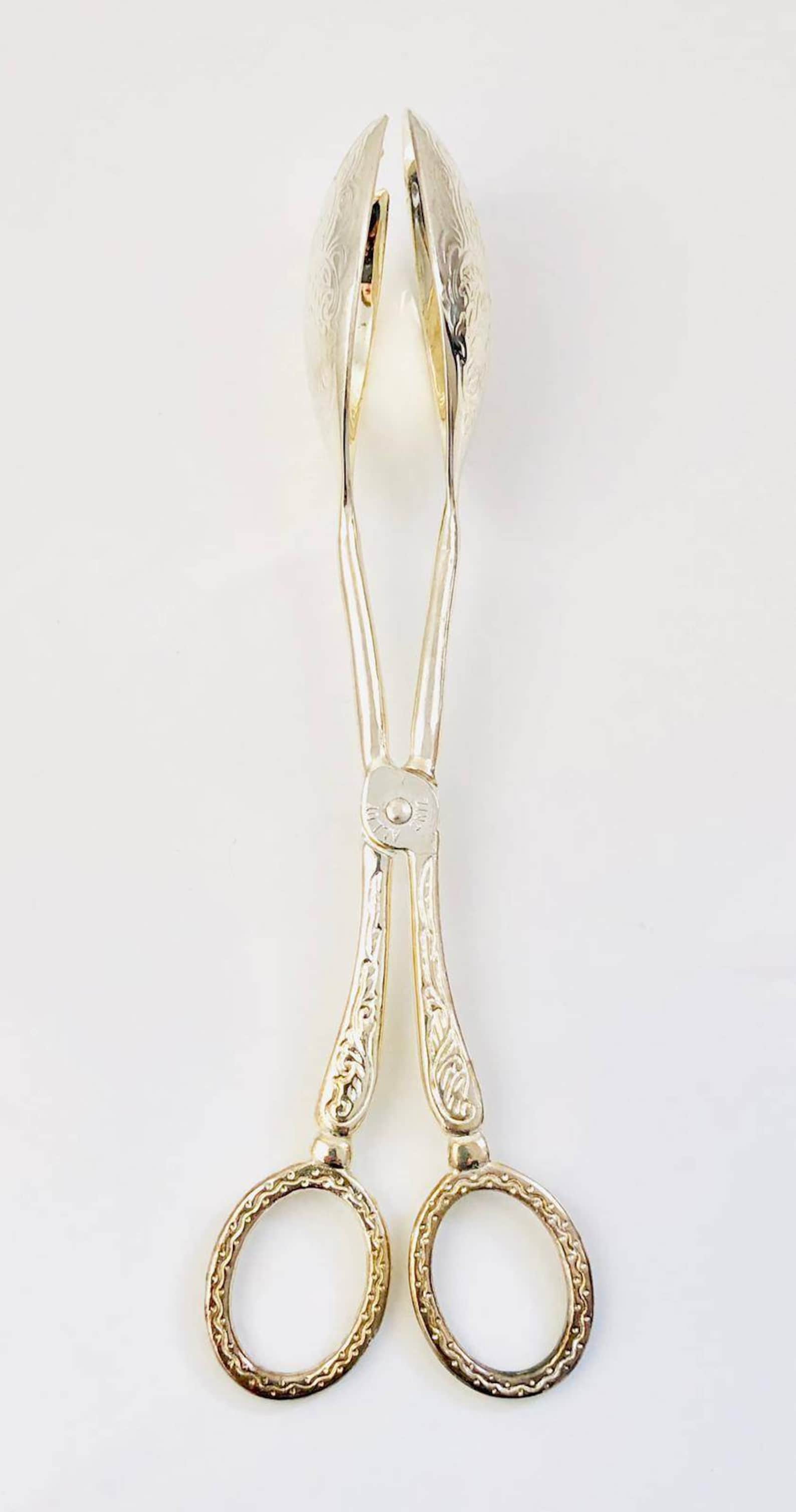 Vintage silver plated salad tongs Etsy