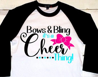 Cheer - Cheer Shirts - Bows and Bling - Cheer Baseball Tee - Cheerleader - Cheerleading Shirts - Cheer Bows - Cheering - Cheer Shirt - Cheer