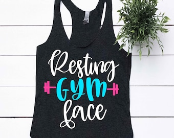 Resting Gym Face Workout Tanks for Women Funny Gym Shirts Next Level Burnout Tank Top Workout Gear Inspirational Shirts Fitness Apparel