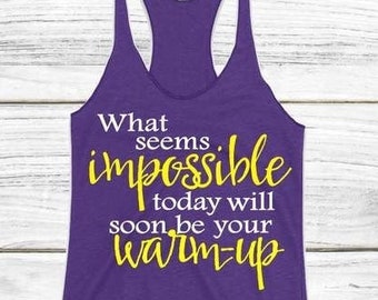 Fitness Tank, Womens Workout Tank, Inspirational Shirts, Never Give Up, Running Tank, Gym Shirt, Inspirational Shirt, No Excuses, Gifts