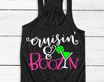 Ladies Cruise Shirts Cruising And Boozing Womens Cruise Tank Tops Vacation Tshirts Cruise Drinking Shirt Girls Trip Cruise Shirt Custom