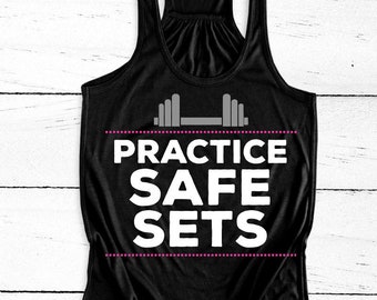 Funny Workout Shirt Womens Weightlifting Tank Top Practice Safe Sets Gym  Humor Funny Gym Shirts Lifting Tanks Girls Who Lift Fitness Top 