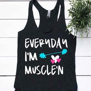 Funny Workout Tanks for Women Everyday I&#39;m Shirt Gym Humor Funny Fitness Apparel Muscle Tank Women Trendy Gym Shirts Girls Who Lift Fit Moms