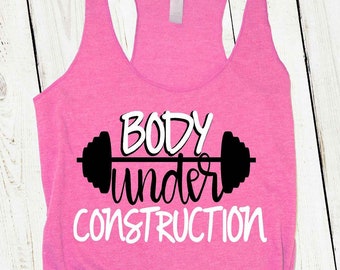 Workout Tanks For Women Inspirational Gym Shirts Under Construction Workout Tank Exercise Clothes Motivational Gym Quotes Weight Loss Tee