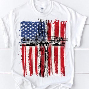 Oilfield Shirt Proud Oilfield Worker Tshirt Drill Baby Drill American Flag Oil And Gas Shirt Oilfield Man Tee Oilfield Wife Oil Field Girl