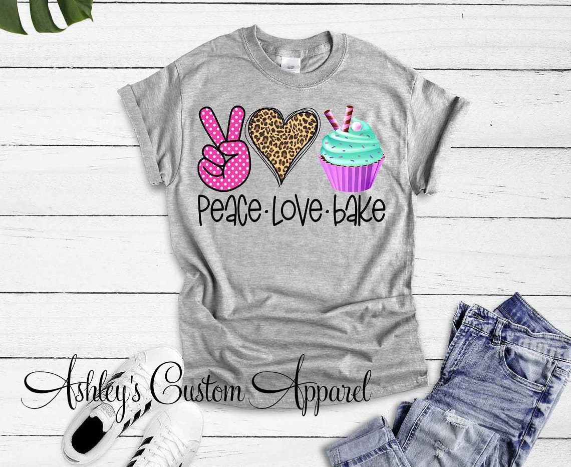 Peace Love Bake Cute Baking Shirts I Love to Bake Shirts for A Etsy