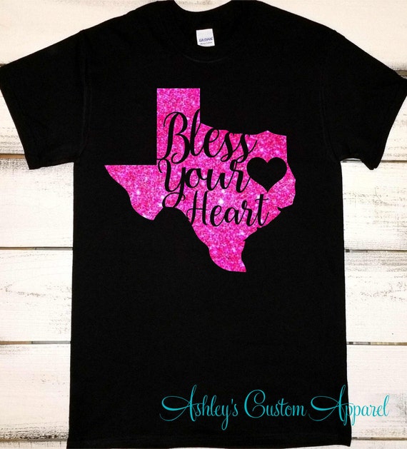 Bless Your Heart, Glitter Texas Shirt, Womens Texas Shirts, Texas