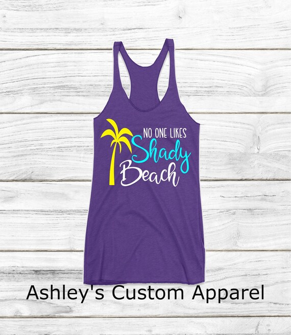 Women's 'No One Likes A Shady Beach' Vintage Palm Tree Tank Top – Dark Grey, XL - View #3