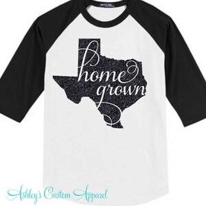 Texas Shirt Texas Baseball Tee Home Grown Shirt Texas State Shirt Texas Pride Texas Baseball Shirt Texas Love Southern Raised image 3