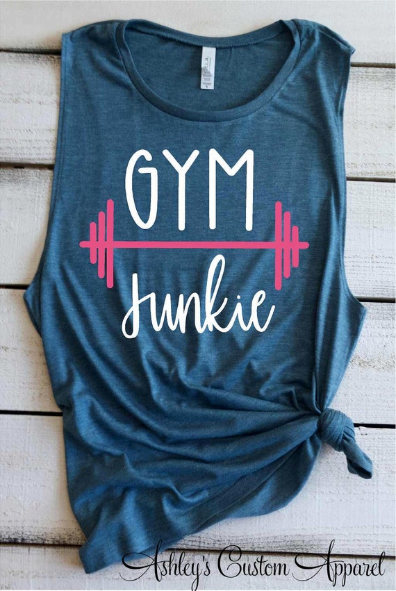 Gym Junkie, Workout Shirt for Women, Muscle Tee, Funny Gym Shirts,  Motivational Shirt, Fitness Shirt, Cute Fitness Funny Workout Shirt 