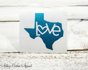 Texas Decal, Glitter Texas Decal, Love Texas Decal, Texas Stickers, Texas Car Decal, State Decal, Cup Decal, Lone Star State Decal, Gifts