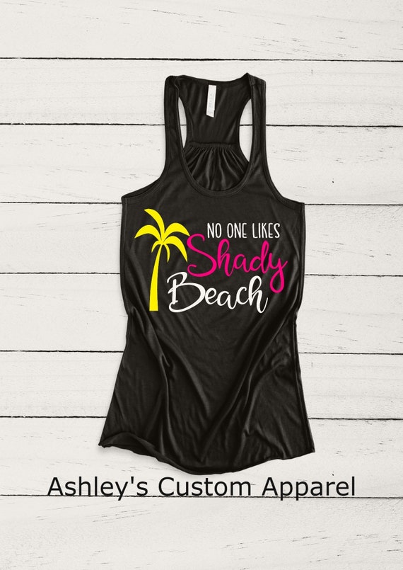 Women's 'No One Likes A Shady Beach' Vintage Palm Tree Tank Top – Dark Grey, XL - View #4