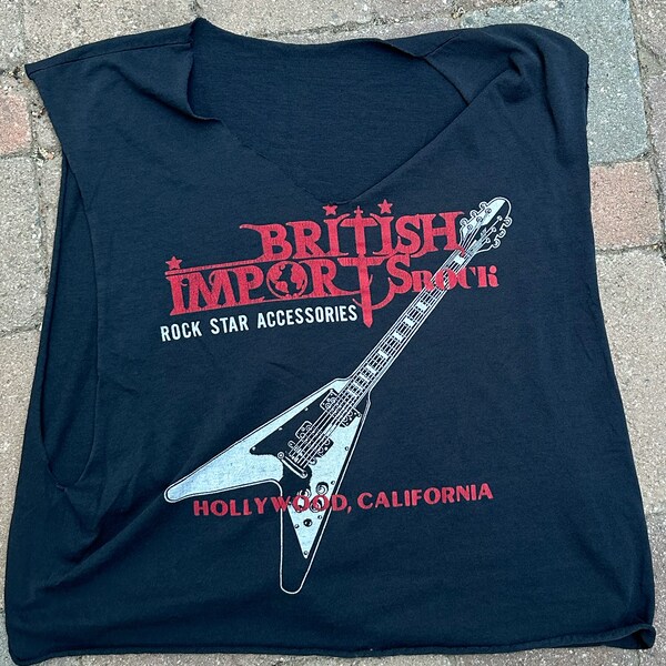 RARE Vintage 1980's British Imports Record Store Hollywood CA Md Cutoff T-Shirt