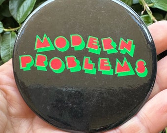 Vintage Pin 3" Button MODERN PROBLEMS Movie 1981 20th Century Fox Chevy Chase