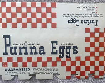 1940's' Raltson Purina One Dozen Egg Carton - New Vintage Stock & Never Used