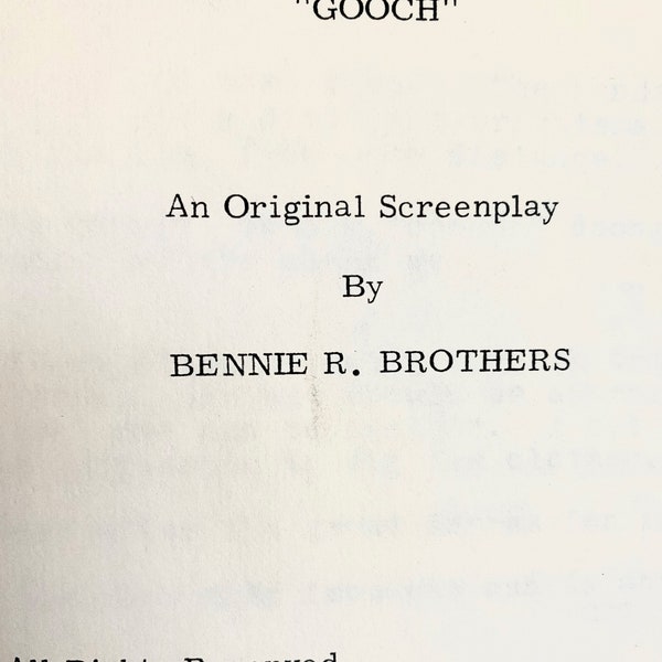 Vintage 1974 Original Screenplay GOOCH by Bennie R. Brothers - 121 pages