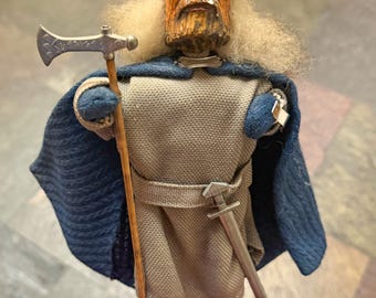 Vintage Nordic Viking Warrior Folk Art Doll Figure Sweden Norge Sverige 10" Tall