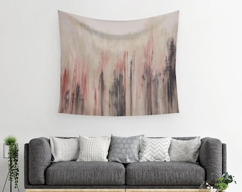 Abstract Wandtapijt | Kunsttapijt | Modern | Roze Wandtapijt | Moderne wanddecoratie | Katoenen Satijn Hangende | Minimaal wandtapijt