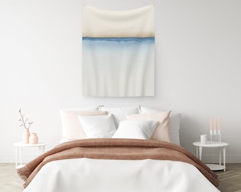 Watercolor Wall Tapestry | Ocean Art Tapestry | Nature Tapestry | Modern Art Tapestry | Wall Hanging | Cotton Sateen Fabric Wall Hanging