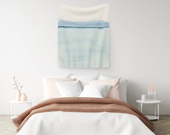 Modern Watercolor Wall Tapestry | Ocean Art Tapestry | Sea Tapestry | Modern Art Tapestry | Wall Hanging | Cotton Sateen Wall Hanging