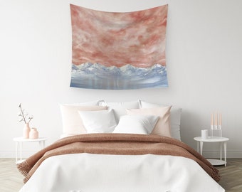 Mountain Wall Tapestry | Kunsttapijt | Landschap | Desert Tapestry | Moderne wanddecoratie | Katoenen Satijn Hangende | Bergtapijt