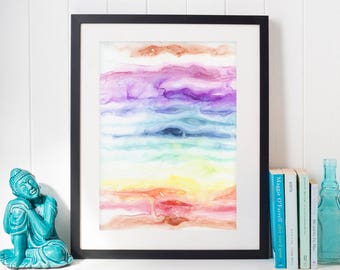 Nursery Decor Printable Wall Art | Digital Download Home Decor | Printable Wall Decor | Printable Art | Rainbow Watercolor Abstract Painting