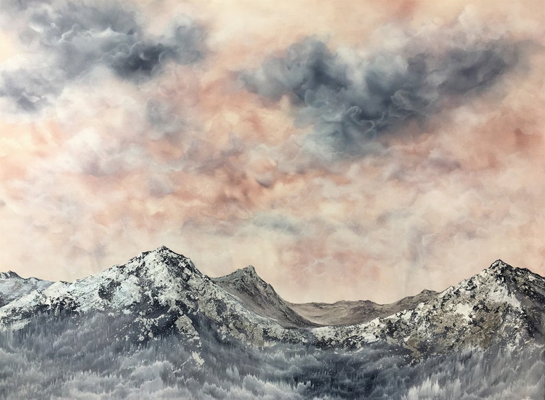 Mountain Wall Art Silver Mountains Contemporary Nature Wall Art Print Mountain Art Print Contemporary Wall Decor Modern Wall Decor