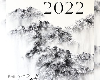 2022 Calendar | 2022 Wall Calendar | Nature Art Calendar | Art Print Calendar | Wall Calendar | Moon Date Calendar