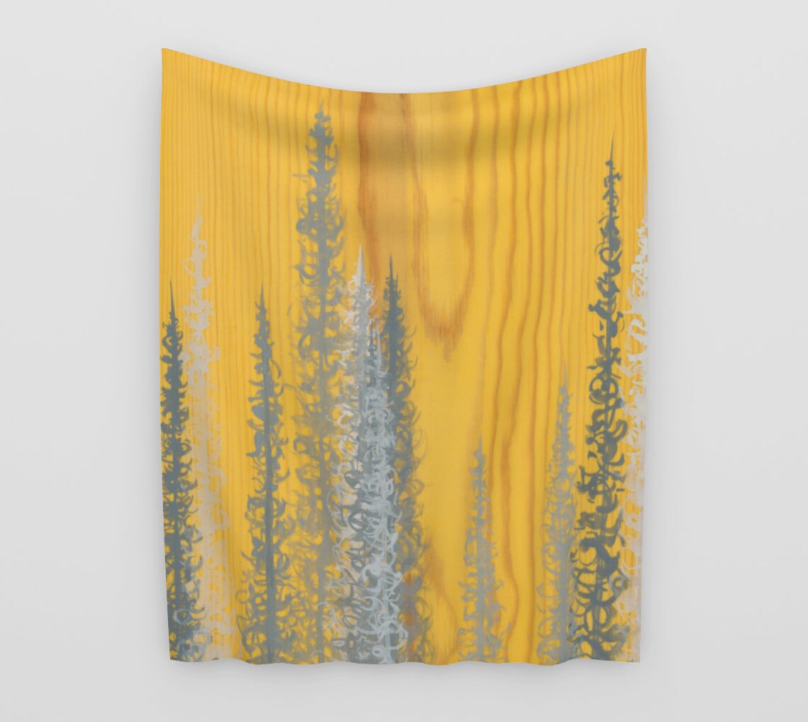 Wood Grain Wall Tapestry Tree Art Tapestry Gold Forest Tapestry Rustic