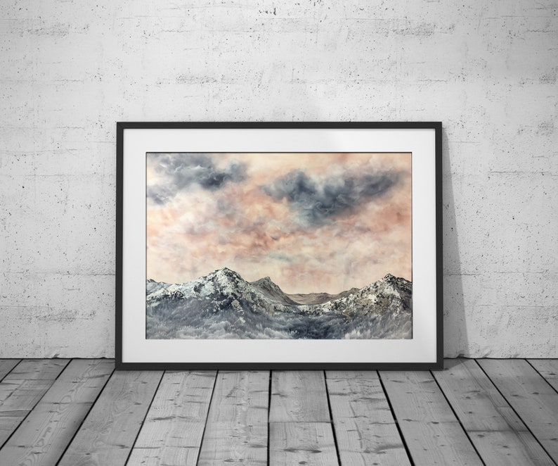 Mountain Wall Art Silver Mountains Contemporary Nature Wall Art Print Mountain Art Print Contemporary Wall Decor Modern Wall Decor