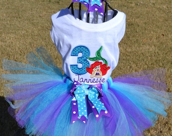 The Little Mermaid Ariel tutu set outfit.  1st birthday tutu, 2nd birthday tutu, baby girls tutu dress.  Customized to your colors and theme