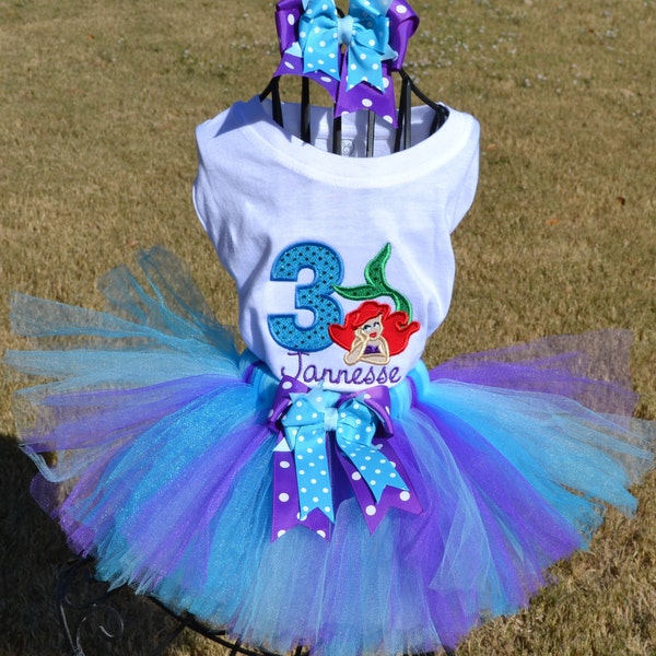 The Little Mermaid Ariel tutu set outfit.  1st birthday tutu, 2nd birthday tutu, baby girls tutu dress.  Customized to your colors and theme