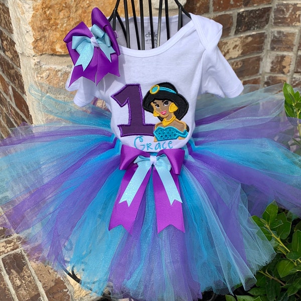 Princess Jasmine Aladdin girls tutu outfit set.  1st birthday, 2nd birthday, 3rd birthday.  Customized to your colors and theme