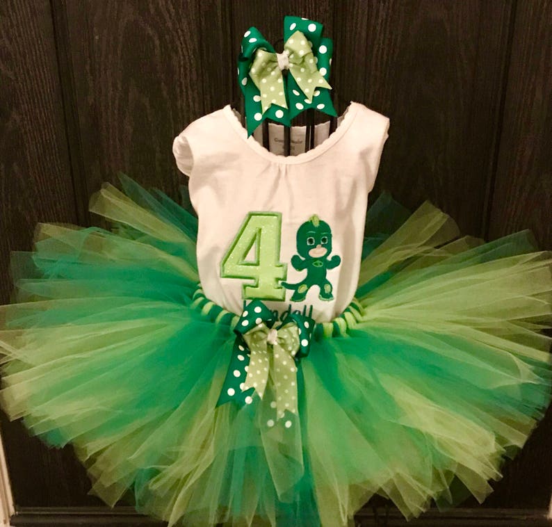 Lizard boy girls outfit Customized to your colors and theme. Gekko birthday tutu set PJ Masks birthday girls tutu dress outfit