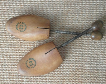 Vintage shoe tree pair SALAMANDER 1950s made of wood and iron for sports shoes and shoes